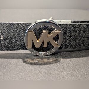Michael Kors Black Belt with Dual-Tone Logo Buckle